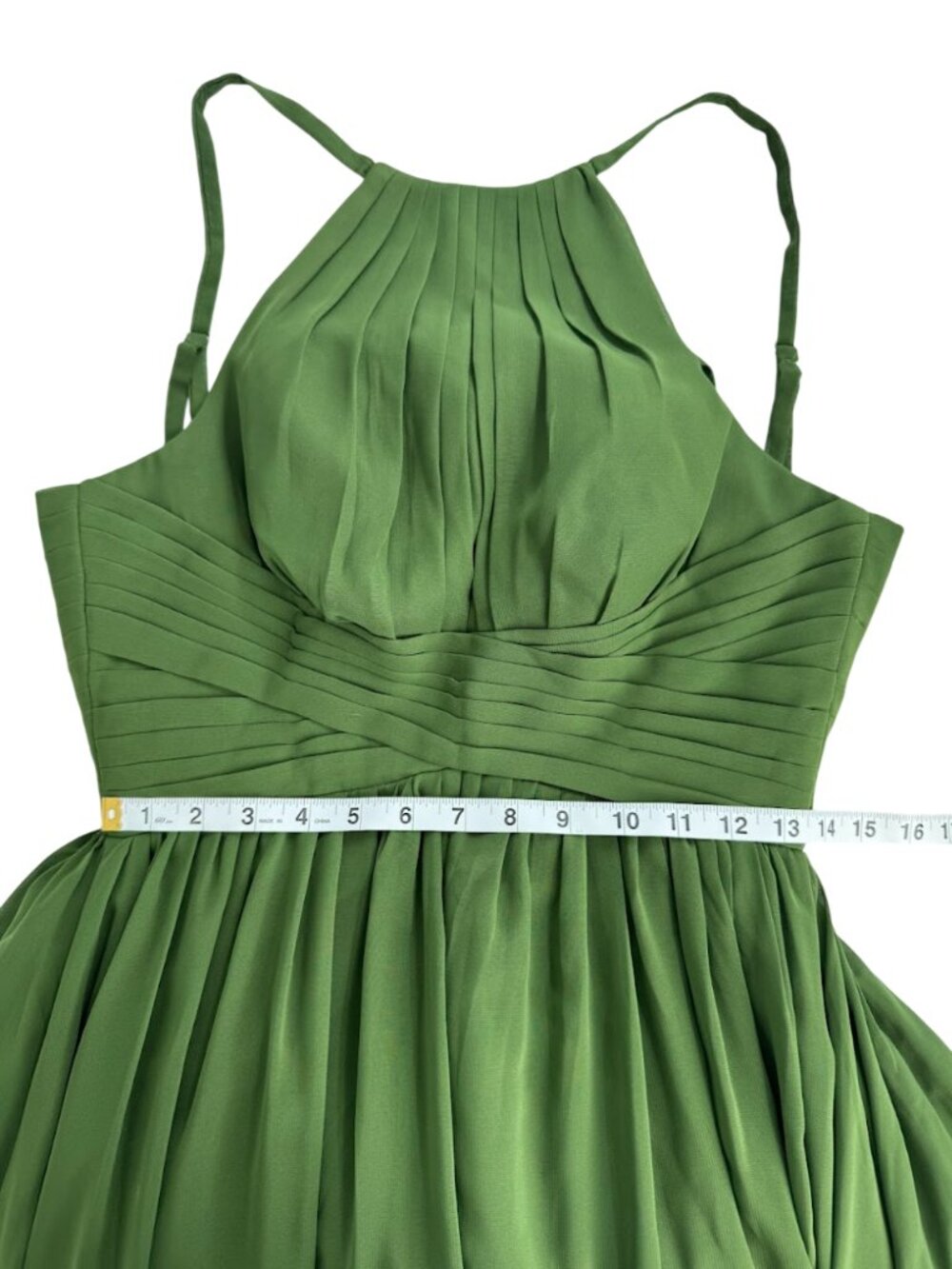 Green A-Line Chiffon Halter Maxi Dress Formal Prom Bridesmaid Size 2 - Picture 7 of 14